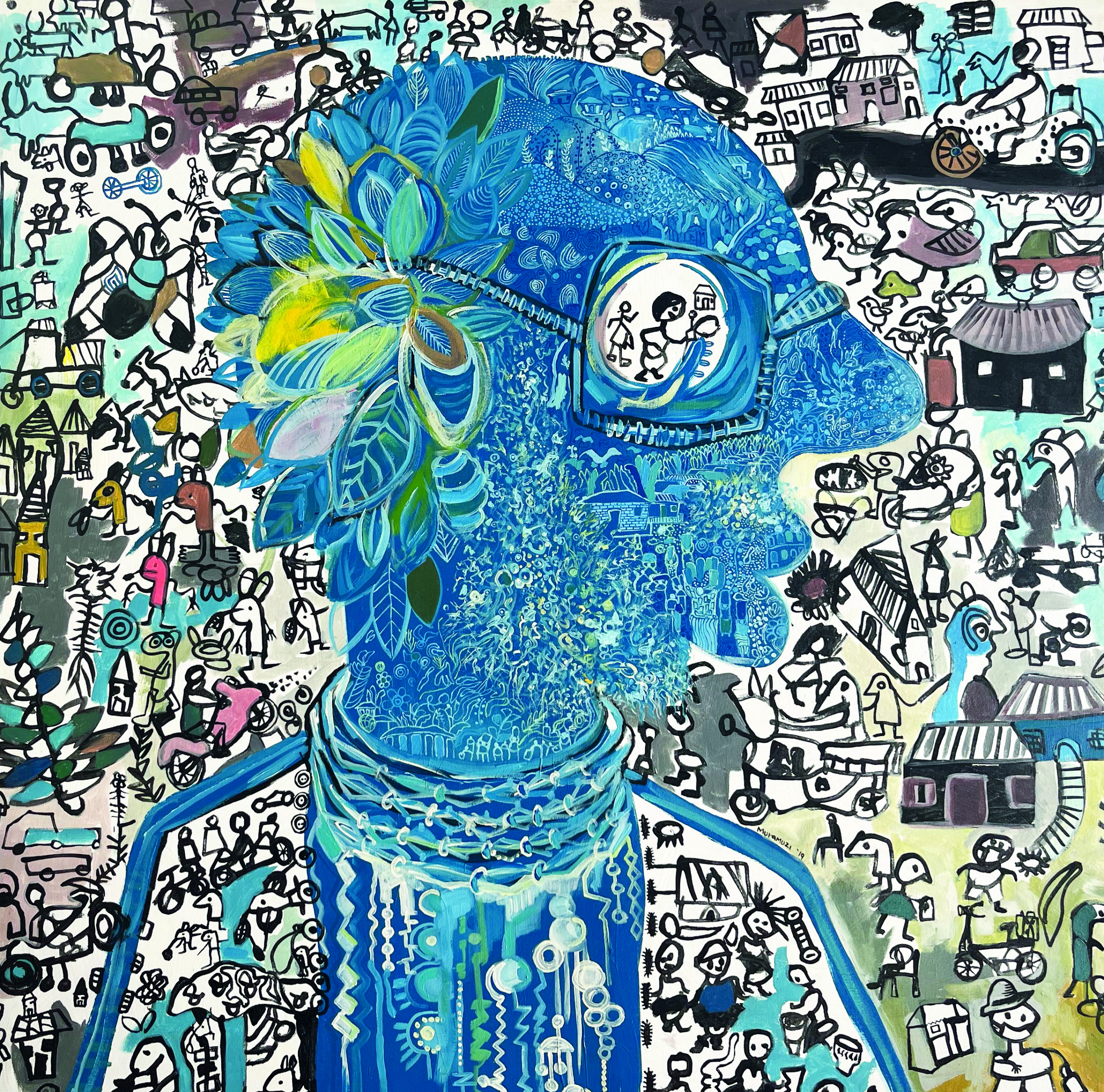 John Bosco Muramuzi, The Village Chief III, 2019, acrylic on canvas, 120 x 120 cm