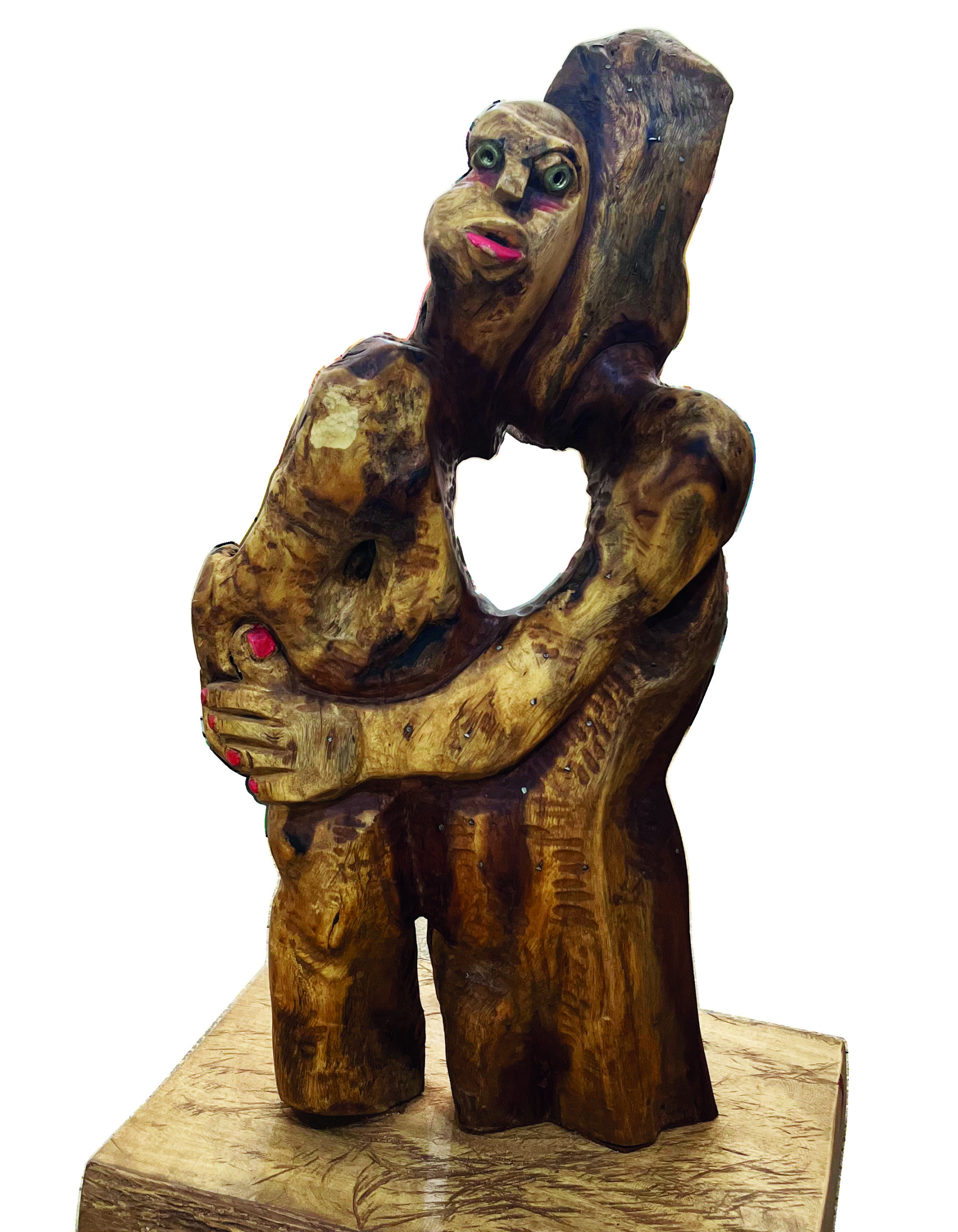 Lilian Nabulime, The Struggle to Live, 2002-04, wood, steel, copper plates and nails, 177 x 35 x 11 cm